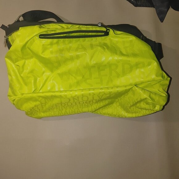 Lululemon Athletica Black Neon Yellow Large Gym Go Bag Adjustable Strap Pockets - Picture 6 of 12